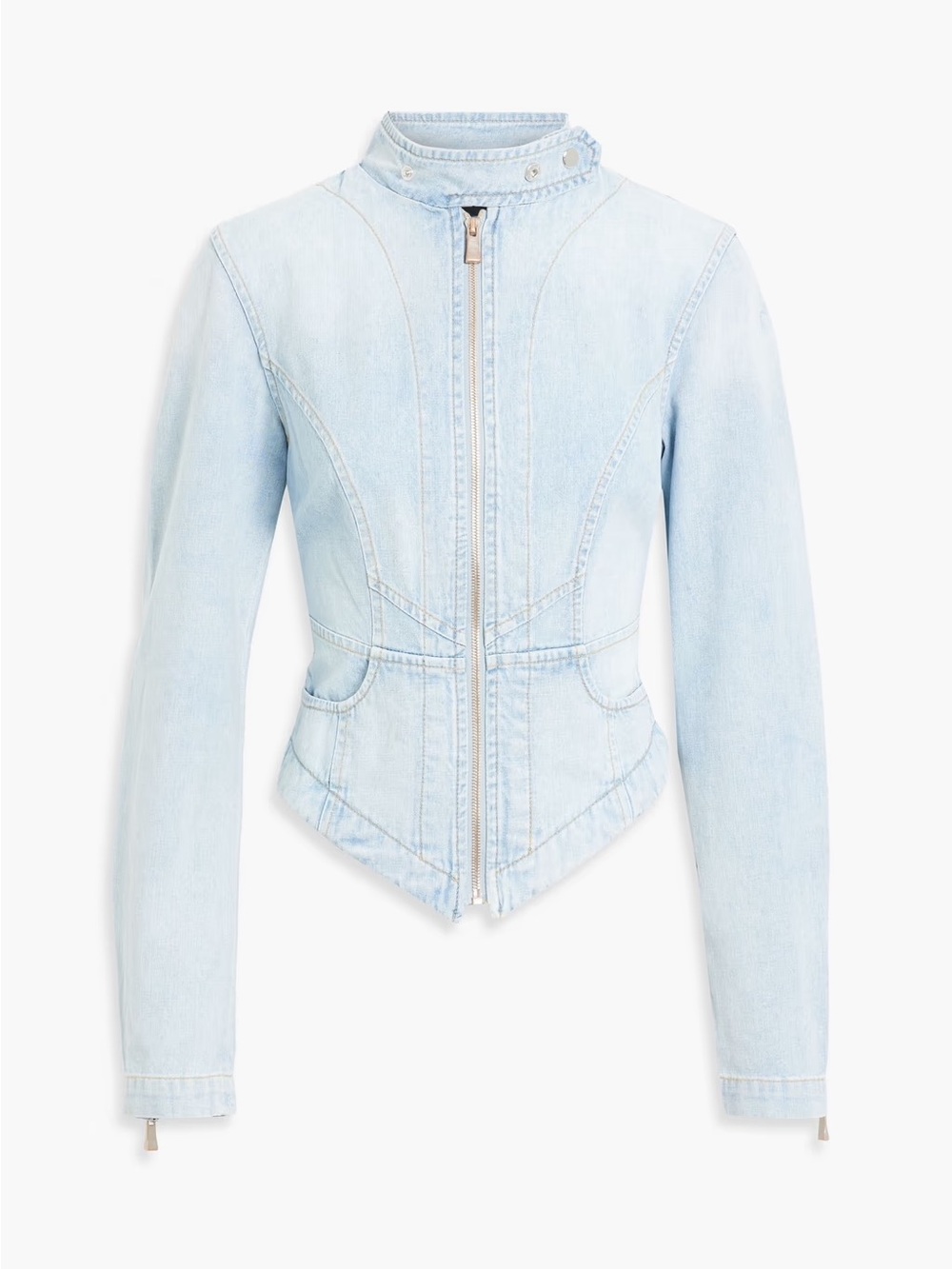 NWT EB Denim St. Crotix Asymmetric Corset Denim Jacket Size XS Light Wash $440